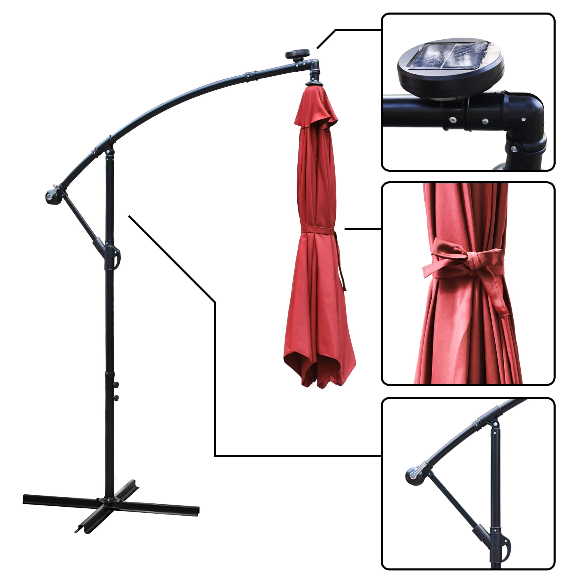 Abble 31.50" Red Solid Print Rectangle Cantilever Patio Umbrellas, Adjustable Height