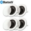 Acoustic Audio HTI6c Bluetooth In Ceiling 6.5" Powered 4 Speakers Pack Flush Mount