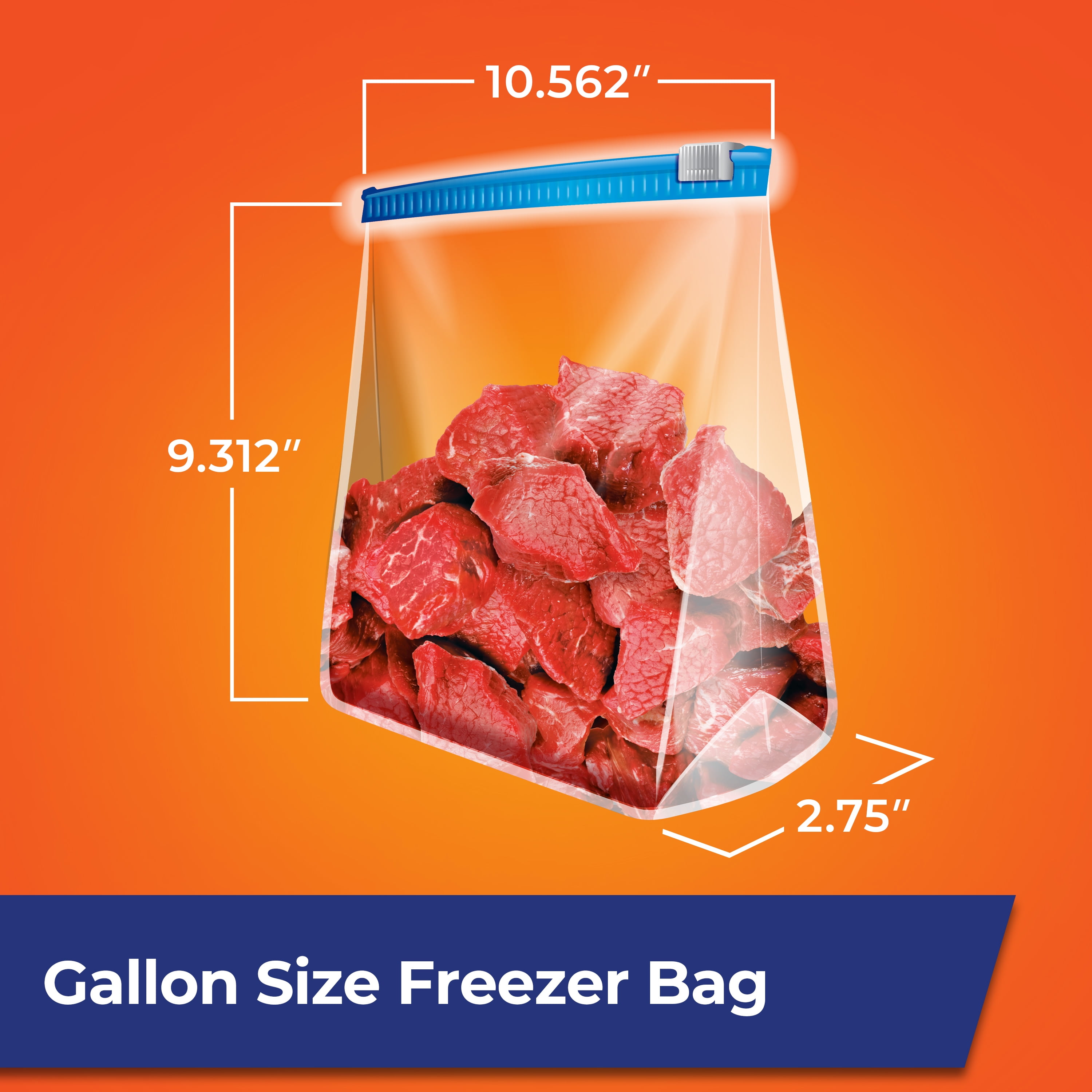[ 10 Count ] Slider 2 Gallon Food Storage Freezer Bags, Stand & Expand Big Resealable Zipper Bags, for Meat, Kitchen, Office, Clothing, Toys, Seasonal