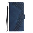 thumbnail image 1 of Wallet Case for Xiaomi Redmi Note 14 Pro Plus with Card Holder, Cash Pocket, Kickstand, Magnetic Clasp & Wrist Strap, Geometric Texture Folio Cover Blue, 1 of 5