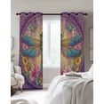 thumbnail image 4 of Purple Dragonfly Blackout Curtains for Bedroom Living Room Darkening Curtains 63 Inches Long Colorful Flowers Watercolor Chic Floral Plant Window Curtain 2 Panels Set Window Treatment Drapes 42"x63", 4 of 9