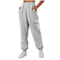 thumbnail image 2 of Grey Hiking Pants Womens Fashion Sweatpants Comfortable High Waisted Jogging Pants With Pockets Casual Sweatpants Fall Outfits Womens Work Pants Size S, 2 of 6