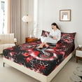 thumbnail image 4 of Homewish Dirt Bike 4 Pieces Queen Sheet Sets For Children Kids Teens,Abstract Red Honeycomb Ultra Soft Flat Sheet,Extreme Sport Queen Fitted Sheet,Breathable Home Decor, 4 of 7