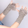 thumbnail image 5 of Guantes de invierno para mujer, mitones con pantalla táctil, guantes gruesos de medio dedo de color sólido, licor, 5 of 5