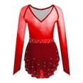 thumbnail image 4 of Manyakai Women's Sparkly Rhinestone Figure Skating Dance Dress Rhinestones Gymnastics Leotard Burgundy XXL, 4 of 5