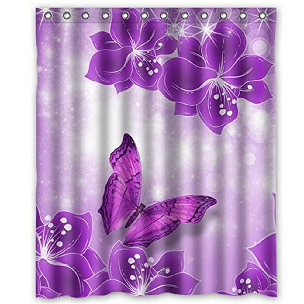 MOHome Butterfly Shower Curtain Waterproof Polyester Fabric Shower