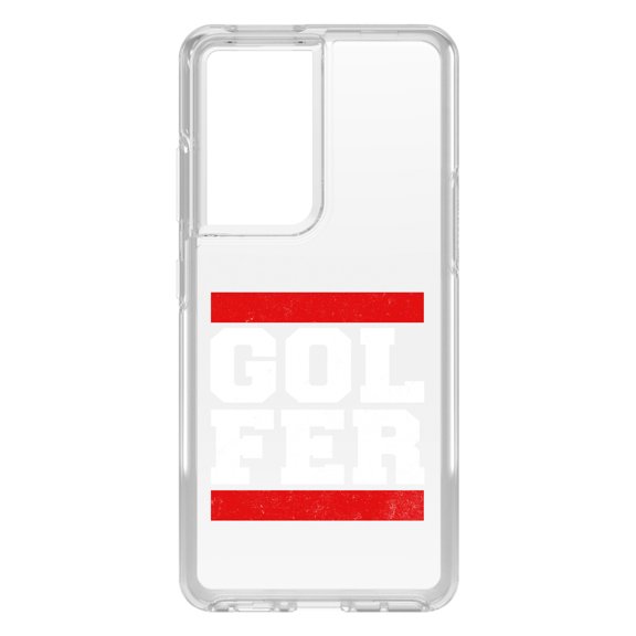 DistinctInk Clear Shockproof Hybrid Case for Galaxy S21 ULTRA 5G (6.8" Screen) - TPU Bumper Acrylic Back Tempered Glass Screen Protector - Golfer Word Art