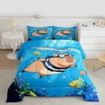thumbnail image 2 of jejeloiu Kawaii Capybara Twin Comforter Sets,Brown Blue Bedding Set For Boys Kids Reversible 2-Piece, 2 of 8