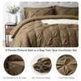 thumbnail image 4 of Davulos Twin Comforter Set with Sheets Taupe Brown,5 Pieces Pintuck Bed in a Bag Twin Bed Set for Man Women Pinch Pleat Bedding Set All Season, 4 of 8
