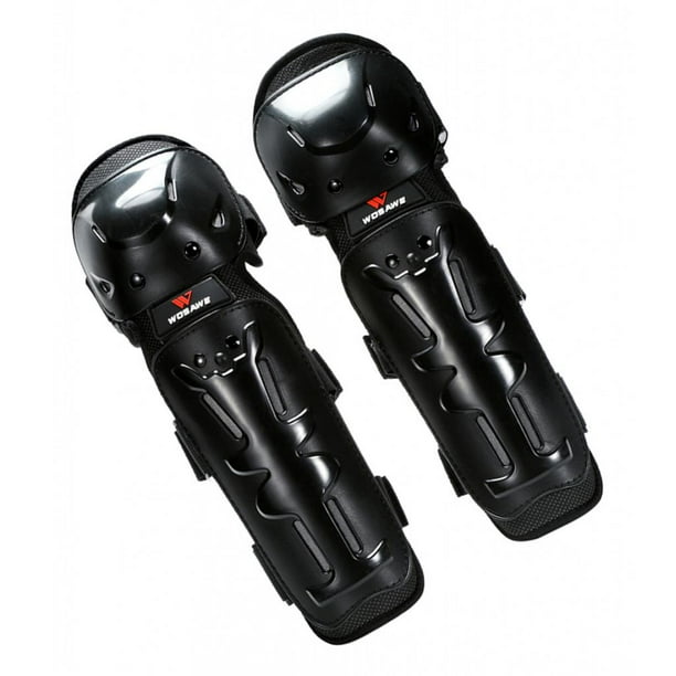 Lot Protection Moto : Genouillères/Tibias + Coudières + Gants Réglables - Noir - Taille Unique