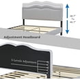 thumbnail image 5 of mecor Upholstered Linen Queen Platform Bed Frame - Mattress Foundation with Curved Nailhead Trim Headboard - Headboard Height Adjustable - Wood Slats Support（Light Grey Fabric, Queen）, 5 of 8
