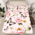 thumbnail image 3 of Homewish Pink Rustic Flower Twin Sheet Sets for Women, Kawaii Butterfly Animal Twin Fitted Sheet, Vintage Fashion Style Flat Sheet, Ultra Soft Bedroom Decor, 3 Pieces, 3 of 8
