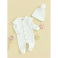 thumbnail image 3 of GXFC Infant Girl Fall Jumpsuits 3M 9M 12M 18M 24M Baby Girl Long Sleeve Button Down Bodysuit with Hat Set Autumn Clothing for Newborn Girl, 3 of 8