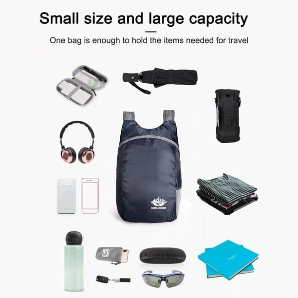 Mochila plegable para viajes al aire libre, impermeable, para senderismo, mochilas (azul marino)