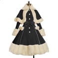 thumbnail image 2 of WTXUE Plus Robes Taille, Ensemble Jupe Deux Pièces à Manches Longues avec Cape, Col Rond, Robe d'Hiver pour Femmes, Robe Gothique avec Nœud, Robe à Manches Cape Unie, Vestidos Mi-Longue pour Femmes Grande Taille, Noir taille P, 2 of 5