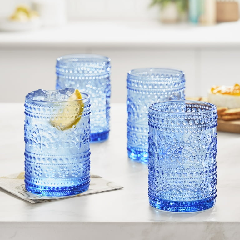 The Pioneer Woman Channing 11 oz Blue Glass Tumblers, Set of 4 photo 2