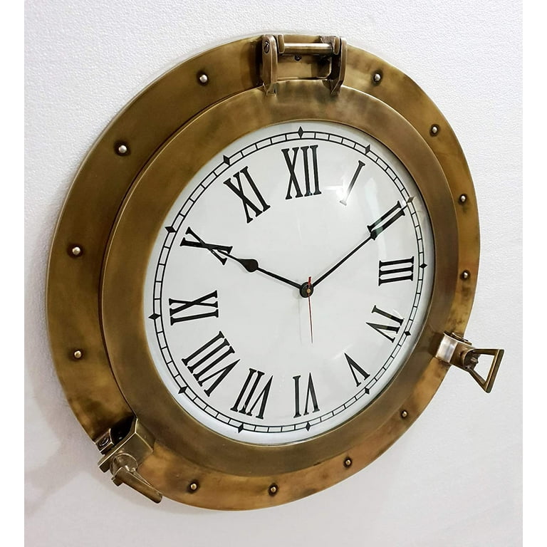 Antique Marine Brass Ship Porthole Clock Nautical Wall Clock Home
