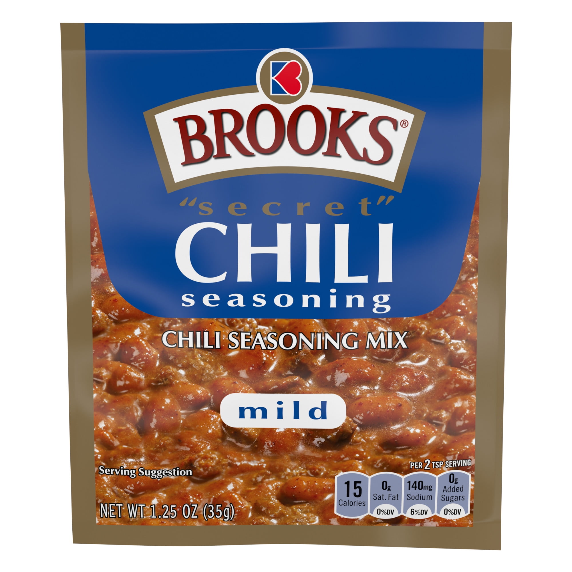 (6 pack) Brooks Secret Chili Seasoning Mix, Mild, 1.25 oz.
