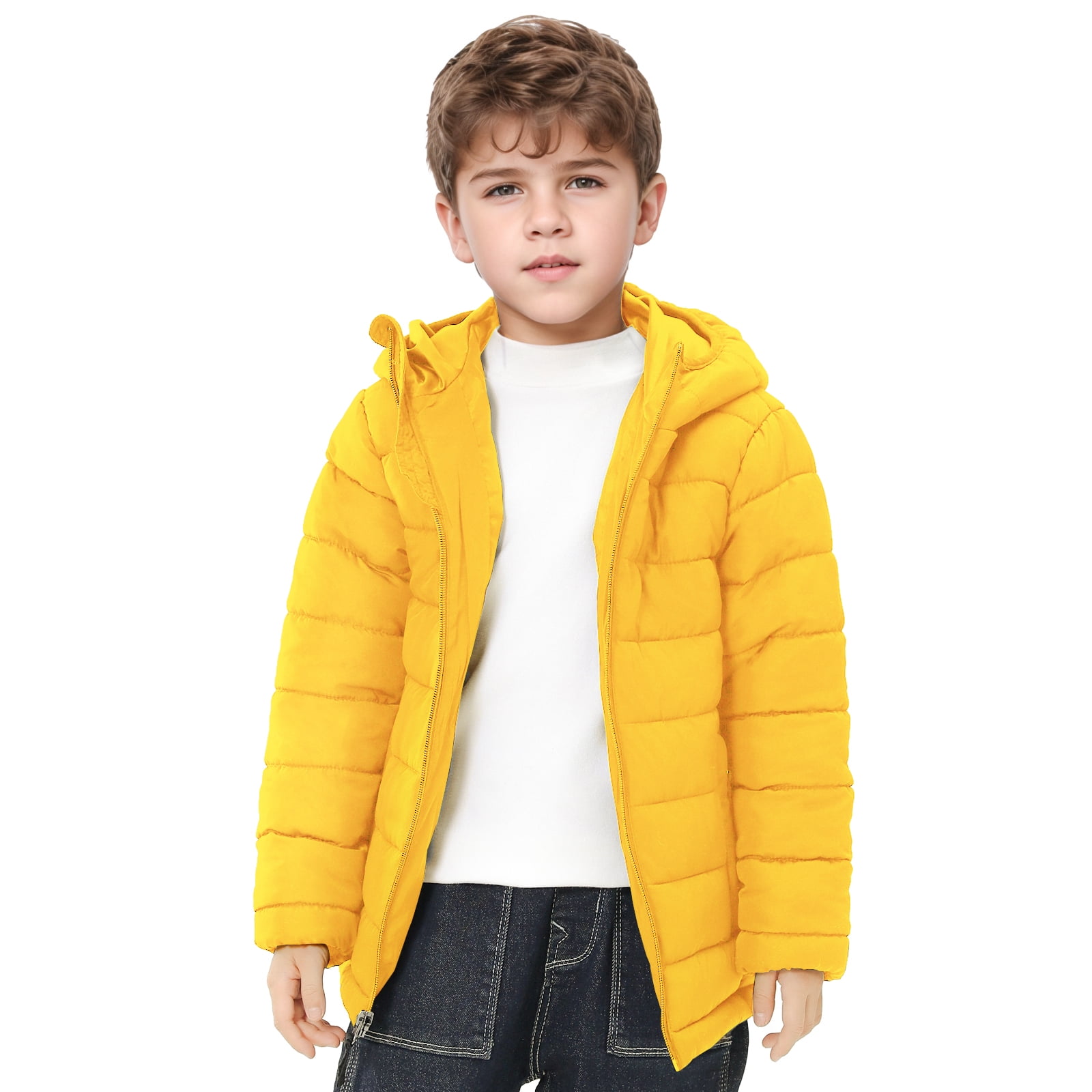 YUBIKWETE Boys Hooded Lightweight Warm Puffer Down Jacket, Sizes 5-20