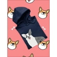 thumbnail image 3 of Cute Monochrome Happ Corgi Hoodie Women -Image by Shutterstock, Female Small, 3 of 4