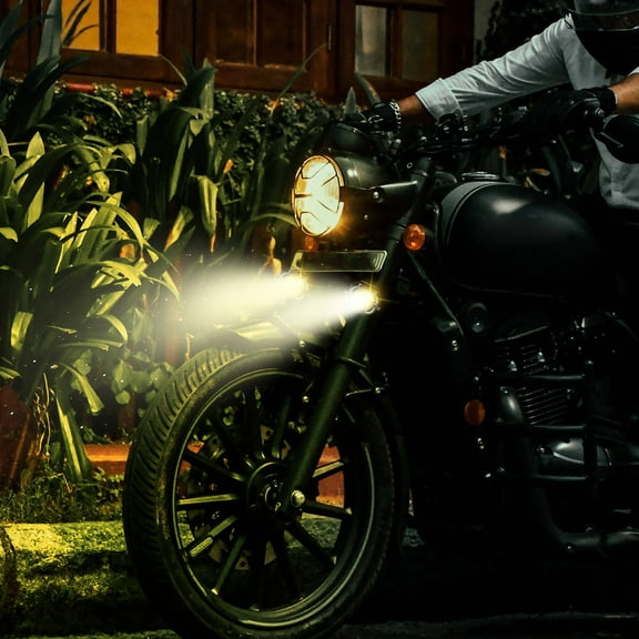 OULII 2Pcs Motorcycle LED Fog Lights Dual Color Metal Construction for Enhanced Visibility