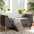 thumbnail image 6 of Bowery Hill Tufted Linen Fabric and Wood Bench in Gray, 6 of 9
