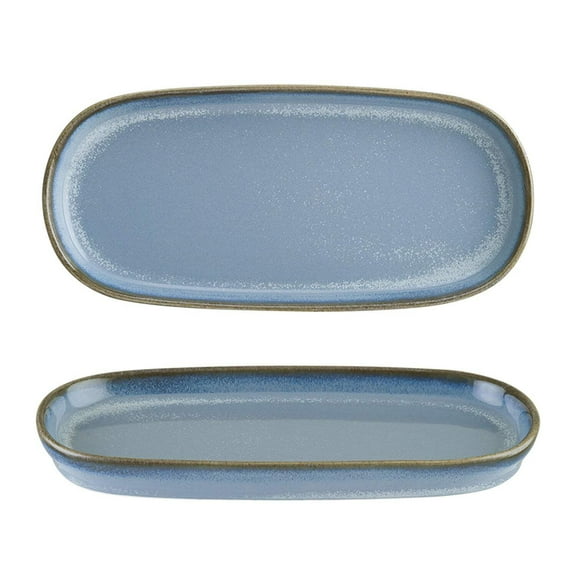 Sky 8.5" x 4" x h:0.75" Oval Blue Porcelain Platter