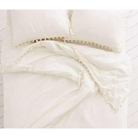 Pom Fringe Cotton Pillow Covers Tassel, Magical Thinking Pom Fringe Duvet Cover Set