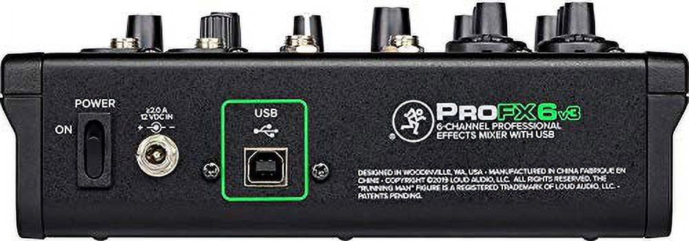 Mackie ProFX6v3 6-Channel Mixer with USB and Effects with Pair of EMB XLR Cable and Gravity Magnet Phone Holder Bundle, (2)