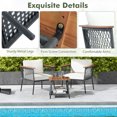 thumbnail image 6 of Gymax Set of 3 Furniture Set w/ 2-Tier Coffee Table Acacia Wood Armrests Tabletop Patio, 6 of 6