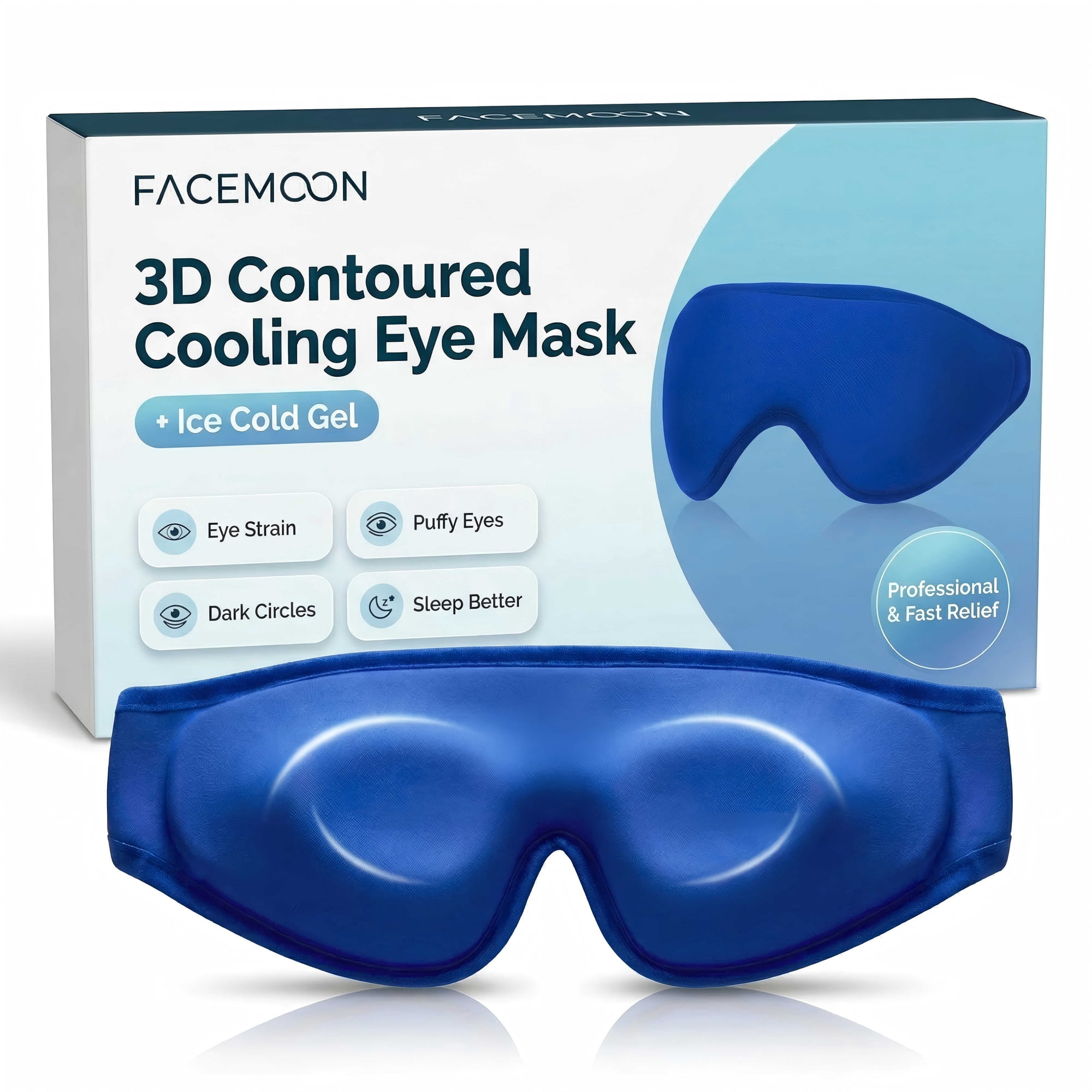Cooling Gel Eye Mask for Puffy Eyes: Full-Eye Design with Larger Coverage for Morning Refresh Relief, Reusable Comfort Compress for Tired Eyes, Adjustable Fit (Blue)