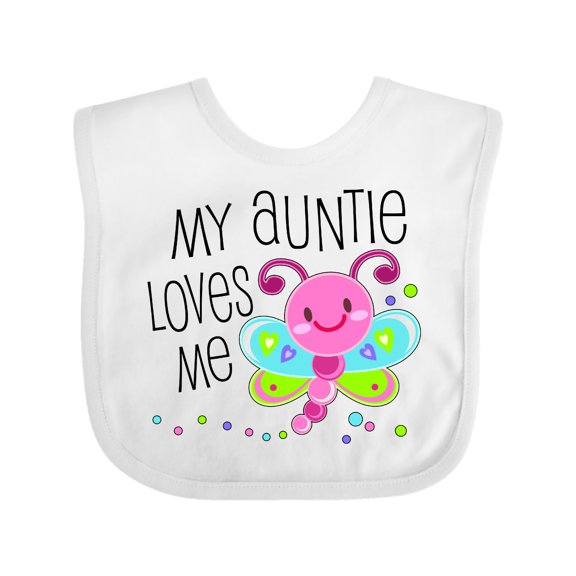 Inktastic My Auntie Loves Me- Cute Dragonfly Boys or Girls Baby Bib