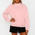 thumbnail image 2 of WTOBBY Women's High Neck Fleece Sweatshirt Solid Color Loose Fit Pullover Top Fall Winter Casual Wear with Warm Comfort Style,Pink 2XL, 2 of 6