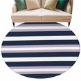 thumbnail image 2 of Navy Purple Stripe Round Living Room Rugs 8 ft, Modern Abstract Washable Large Area Rug with Non-Slip Sturdy Edge Binding Round Carpet for Dining Room Kitchen Office, 2 of 9