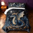 thumbnail image 2 of Manfei Cute Dragon Animals Twin Quilt Set,Mushroom Stars Moon Twin Coverlet Set,Blue Gray,2pcs,1 Bedspread and 1 Pillowcase, 2 of 7