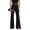 Black, variant on High-Waist Elastic Waistband Solid Color Micro Flared Pants Women Leg Opening Split Office Fishtail Pants Streetwear
