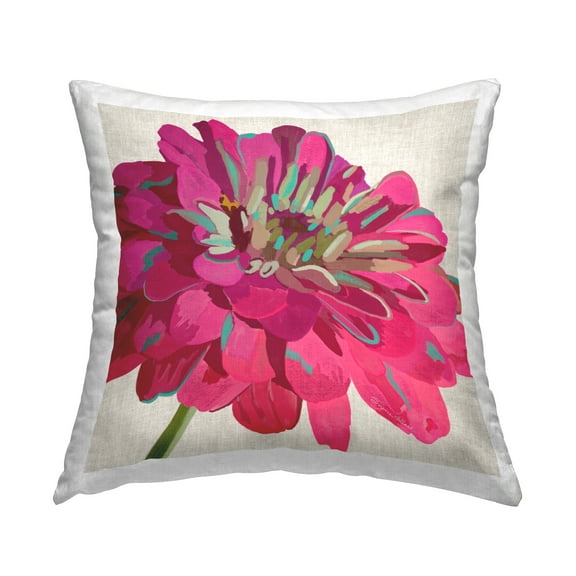 Stupell Industries Bold Magenta Dahlia Flower Bloom Square Decorative Printed Throw Pillow, 18 x 18,