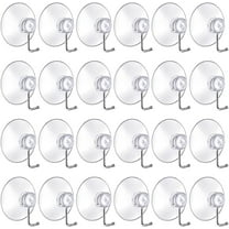 24Pcs 40mm Small Suction Cups with Hooks Heavy Duty Clear Plastic Suction Hooks Door Glass Windows Sucker Hooks for Bathroom Hanging Lights Door Sucker Hooks for Wreath Kitchen Wall Shower Towel Hooks