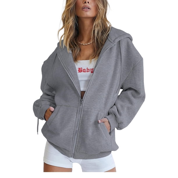 Sudadera con Capucha con Cierre PRETTYGARDEN 2025 Gris Oscuro XS