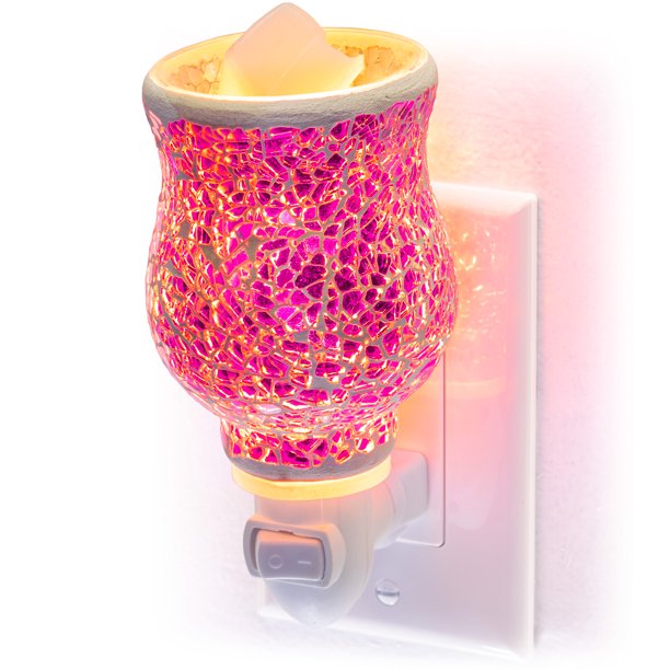 Dawhud Direct Mosaic Glass PlugIn Fragrance Wax Melt Warmers (Crackled Fuchsia)