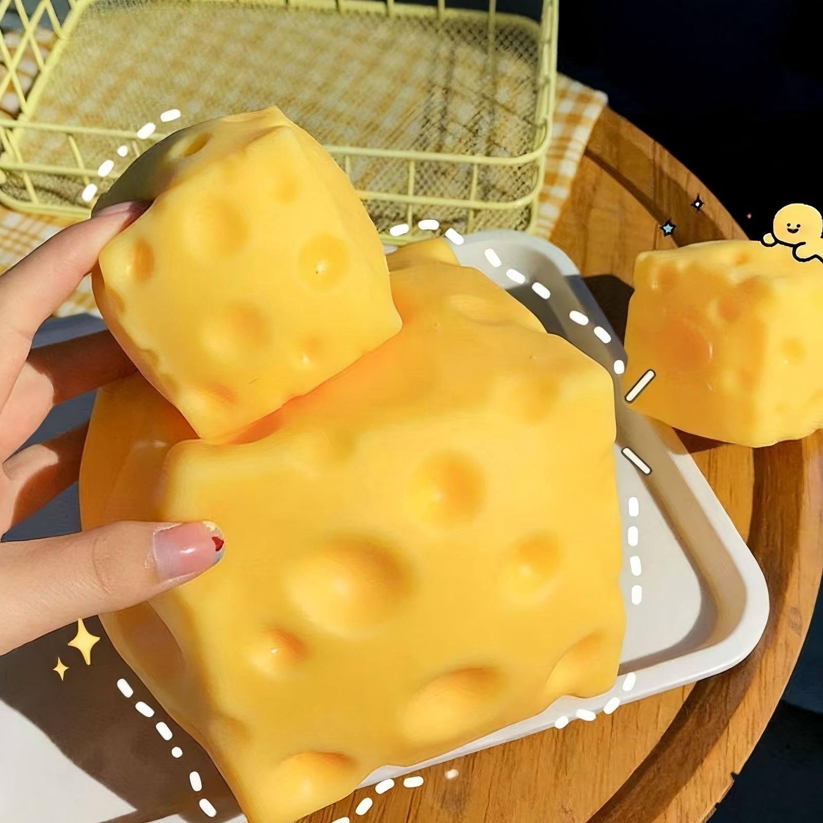 Big Cheese Squishy , Jumbo Squishy Cheese Block Stress Relief Fidget Toy,Large Size Squeeze Toys for Holiday & Birthday Gifts (3 Inch)
