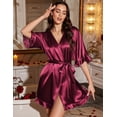 thumbnail image 4 of Ekouaer Silk Robes for Women Short Lightweight Bathrobe Ruffled Satin Kimono Robes Sexy Bride Bridesmaid Sleepwear, 4 of 6