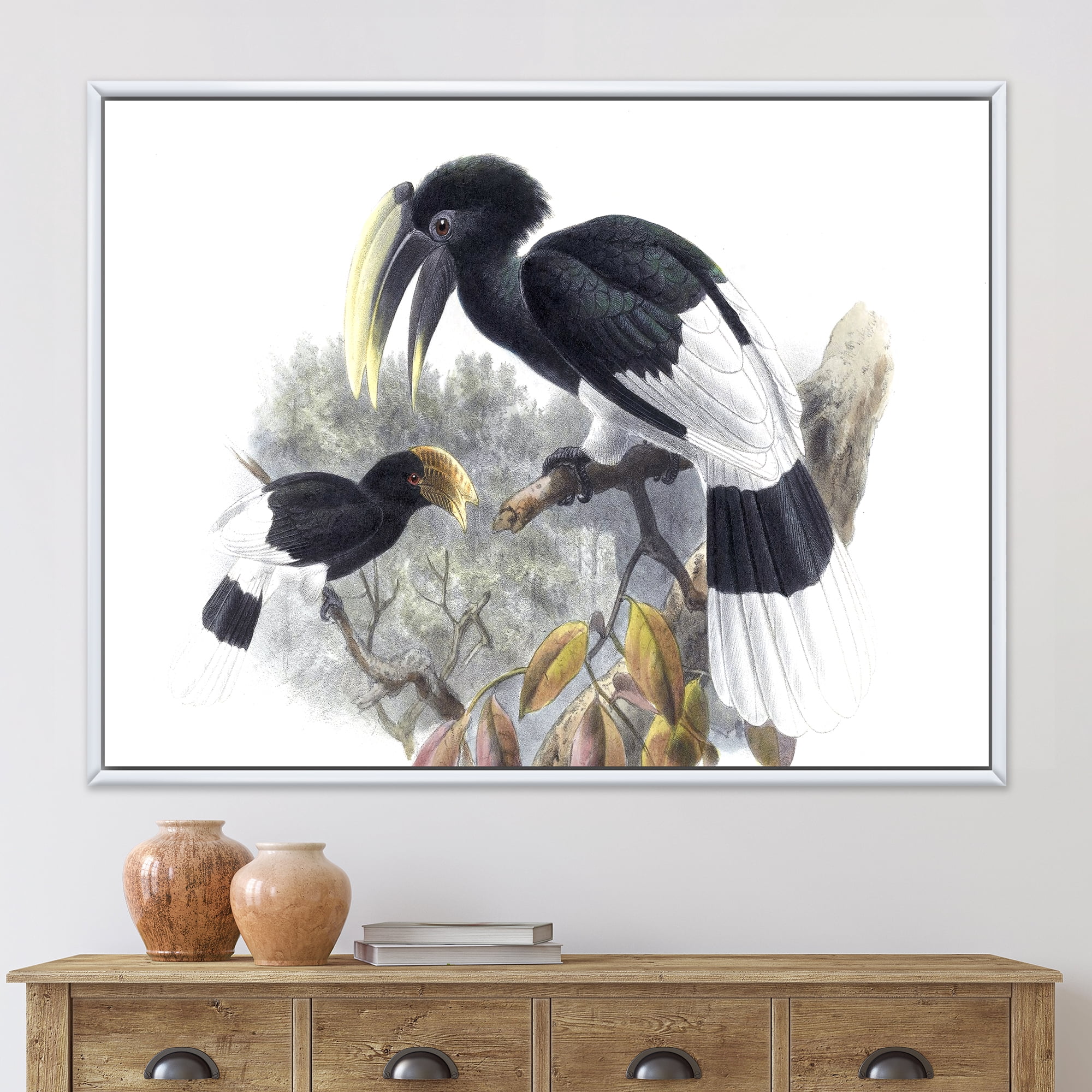 Designart 'Ancient Bird Illustration I' Traditional Framed Canvas Wall Art Print