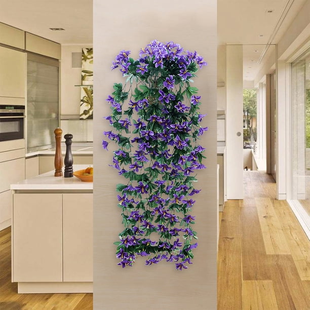 Bolsa colgante de flores artificiales, maceta de ratán sintético, decoración para interiores y exteriores, ideal para bodas, flores sintéticas, jardín artificial, decoración del hogar,