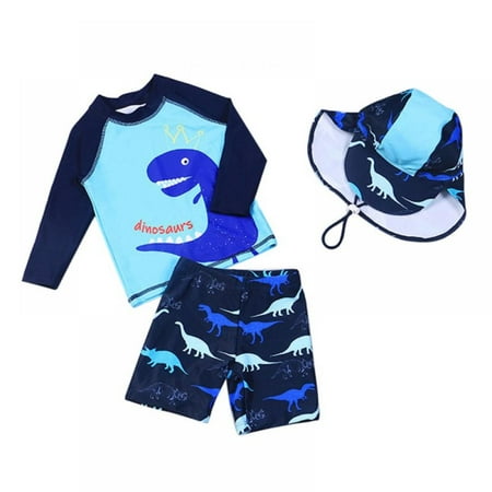 

GYRATEDREAM Baby Toddler Boys Crab Three Piece Rash Guard Swimsuits Kid Long Sleeve Sunsuit 3-13 Years
