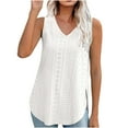thumbnail image 2 of TrendVibe365 Tank Tops for Women 2024 Summer Tunic Solid Split Curvy Hem Shirts Sleeveless Tees Blouse V Neck Tshirts Loose Fit Pullovers Clothes, 2 of 8