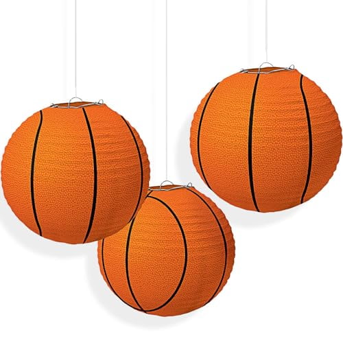 Amscan Orange Black Paper Party Lanterns & Hanging Pom Poms