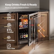 Ca'Lefort 24 Inch Beverage Refrigerator,180 Cans Beverage Cooler with Stainless Steel Glass Door for Home, Bar, Office