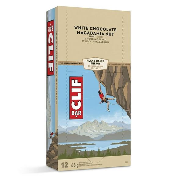 Barre énergétique Bar de CLIF au chocolat blanc et aux noix de Macadamia 12 x 68 g