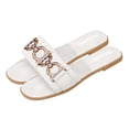 thumbnail image 4 of Eltusu Women Flat Slide Sandals, No Slip Casual PU Open Toe Summer Shoes Beige Size 8.5, 4 of 6